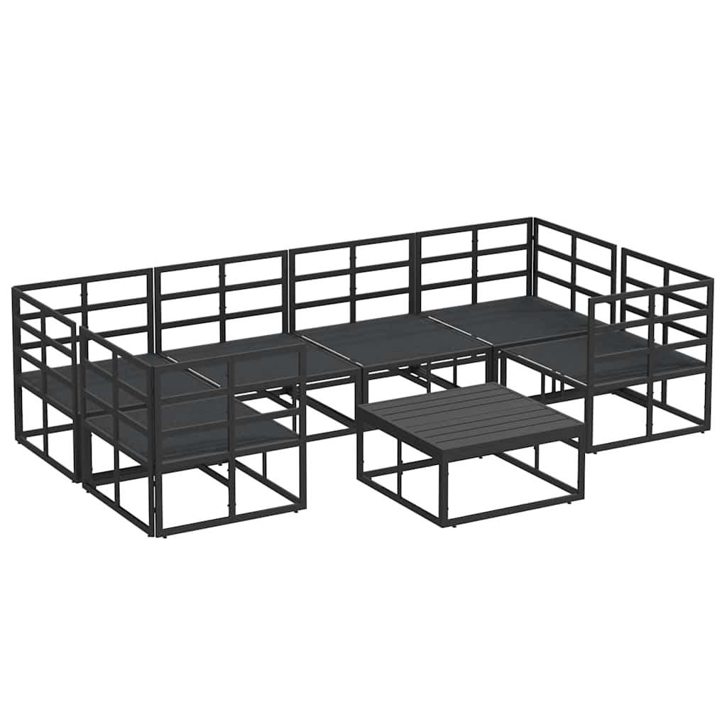 Conjunto de Sofá de Jardim 7 pcs Preto Alumínio