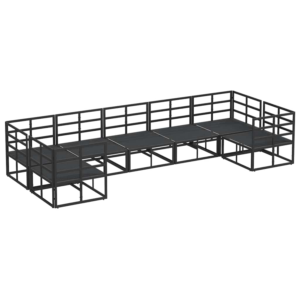 Conjunto de Sofá de Jardim Preto Alumínio