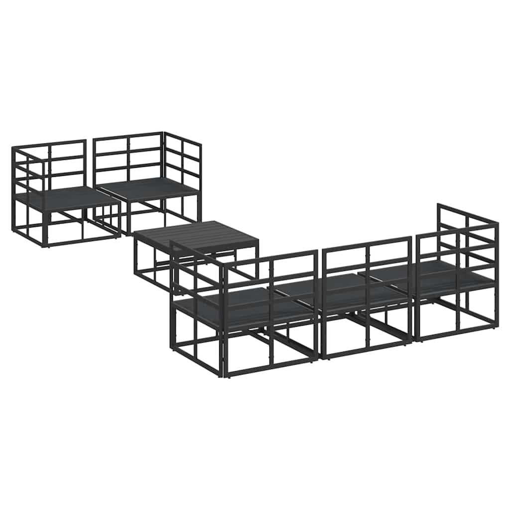 Conjunto de Sofá de Jardim com almofada 6 pcs Preto Alumínio