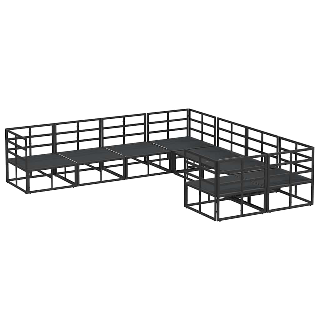 Conjunto de Sofá de Jardim com almofada 8 pcs Preto Alumínio