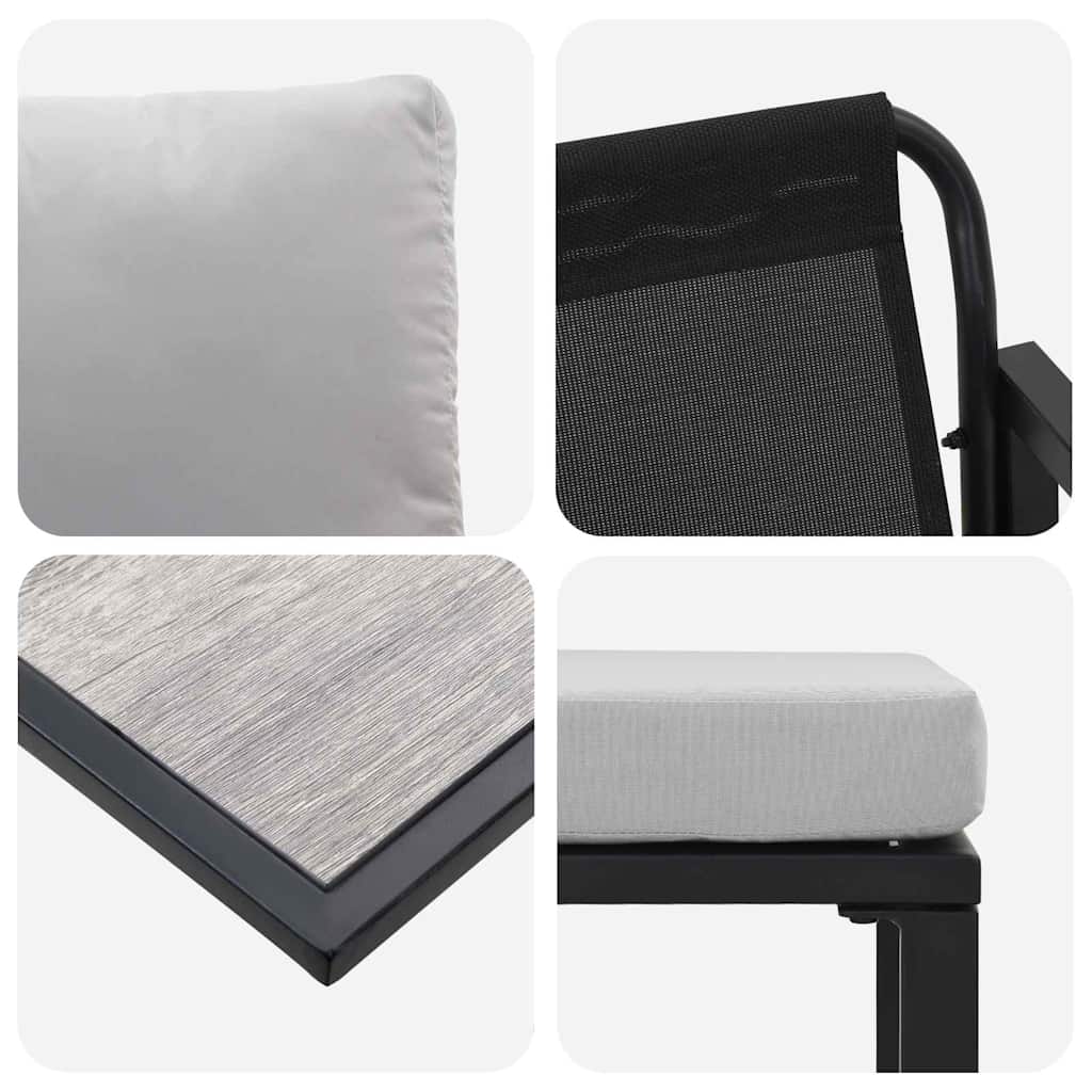 Conjunto de Sofá de Jardim 6 pcs Preto Aço