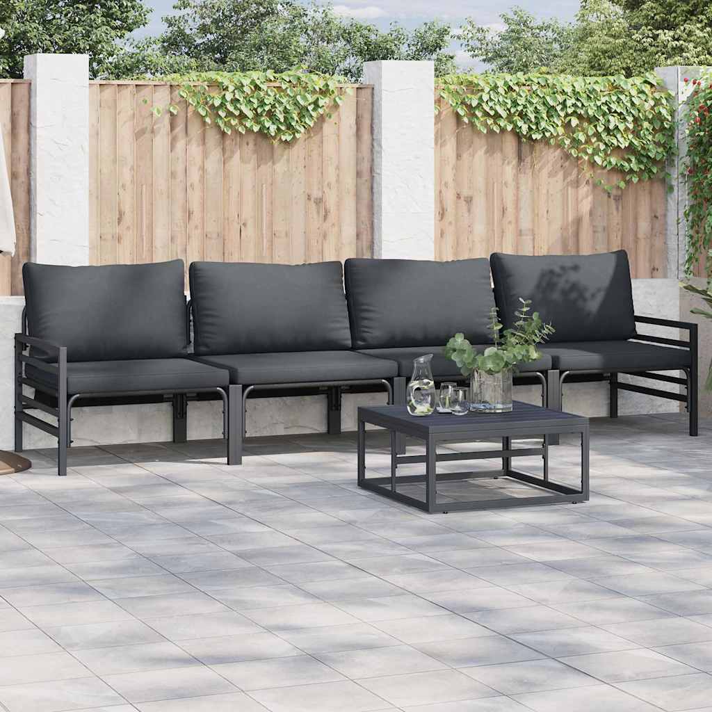Conjunto de Sofá de Jardim Antracite Aço