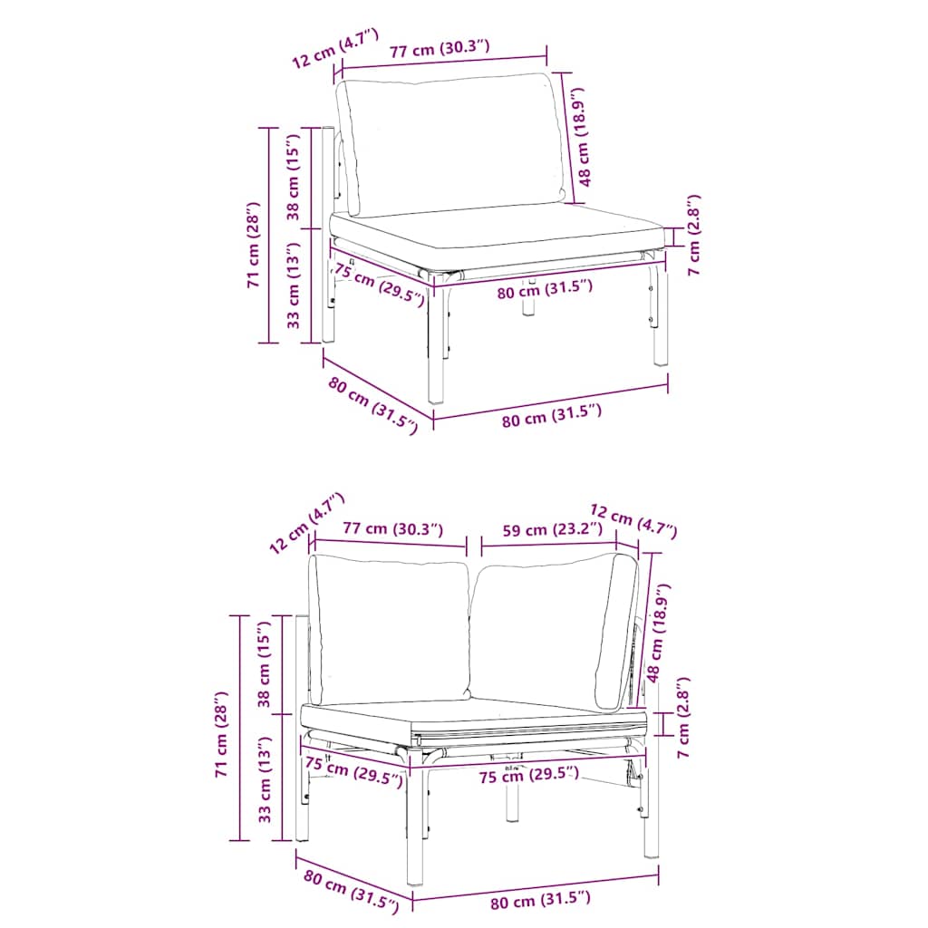 Conjunto de Sofá de Jardim Cinzento-escuro Aço