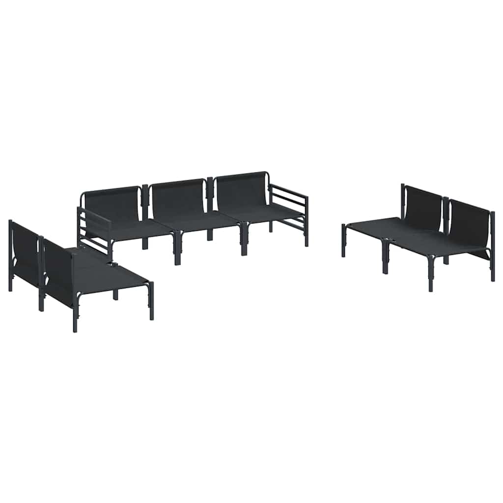 Conjunto de Sofá de Jardim 7 pcs Cinzento-escuro Aço