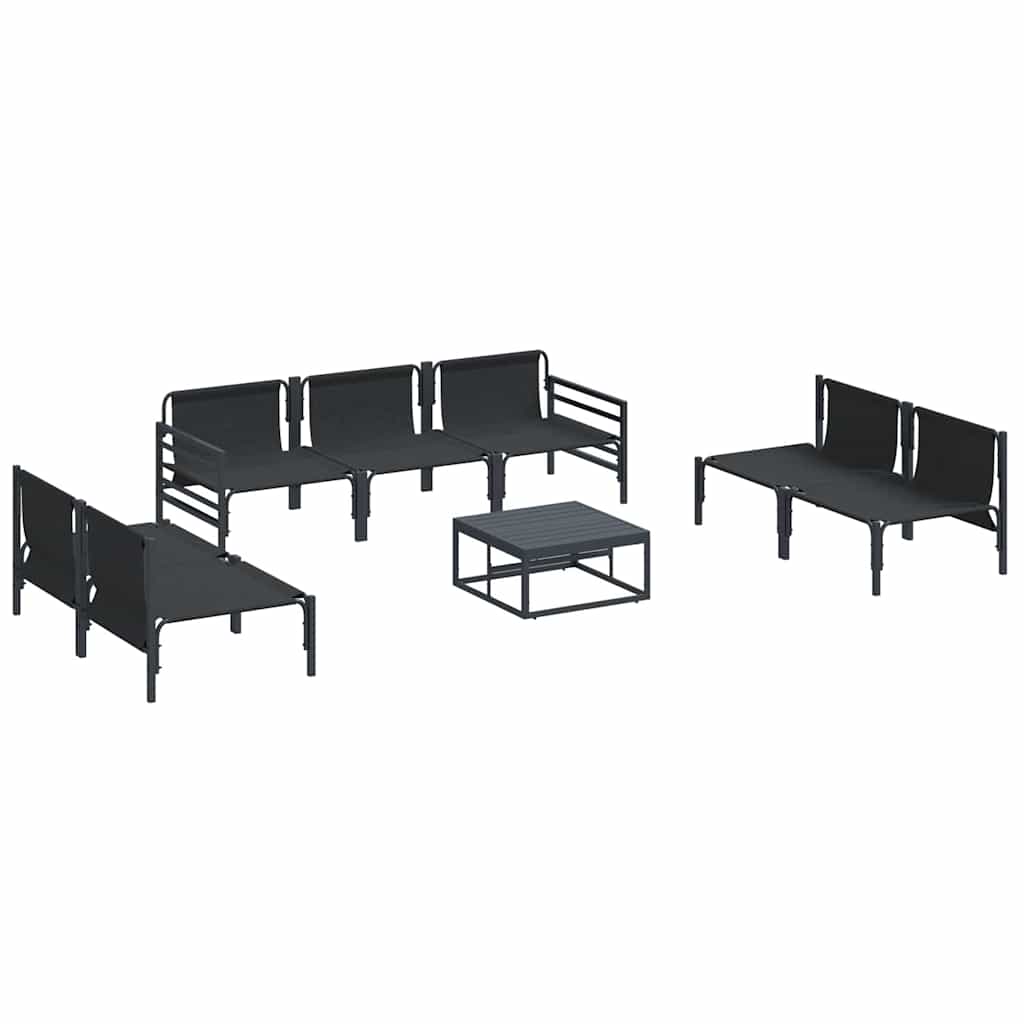 Conjunto de Sofá de Jardim 8 pcs Cinzento-escuro Aço