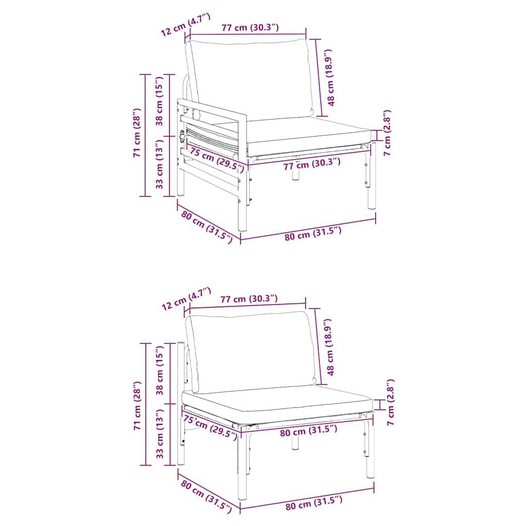Conjunto de Sofá de Jardim Cinzento-escuro Aço