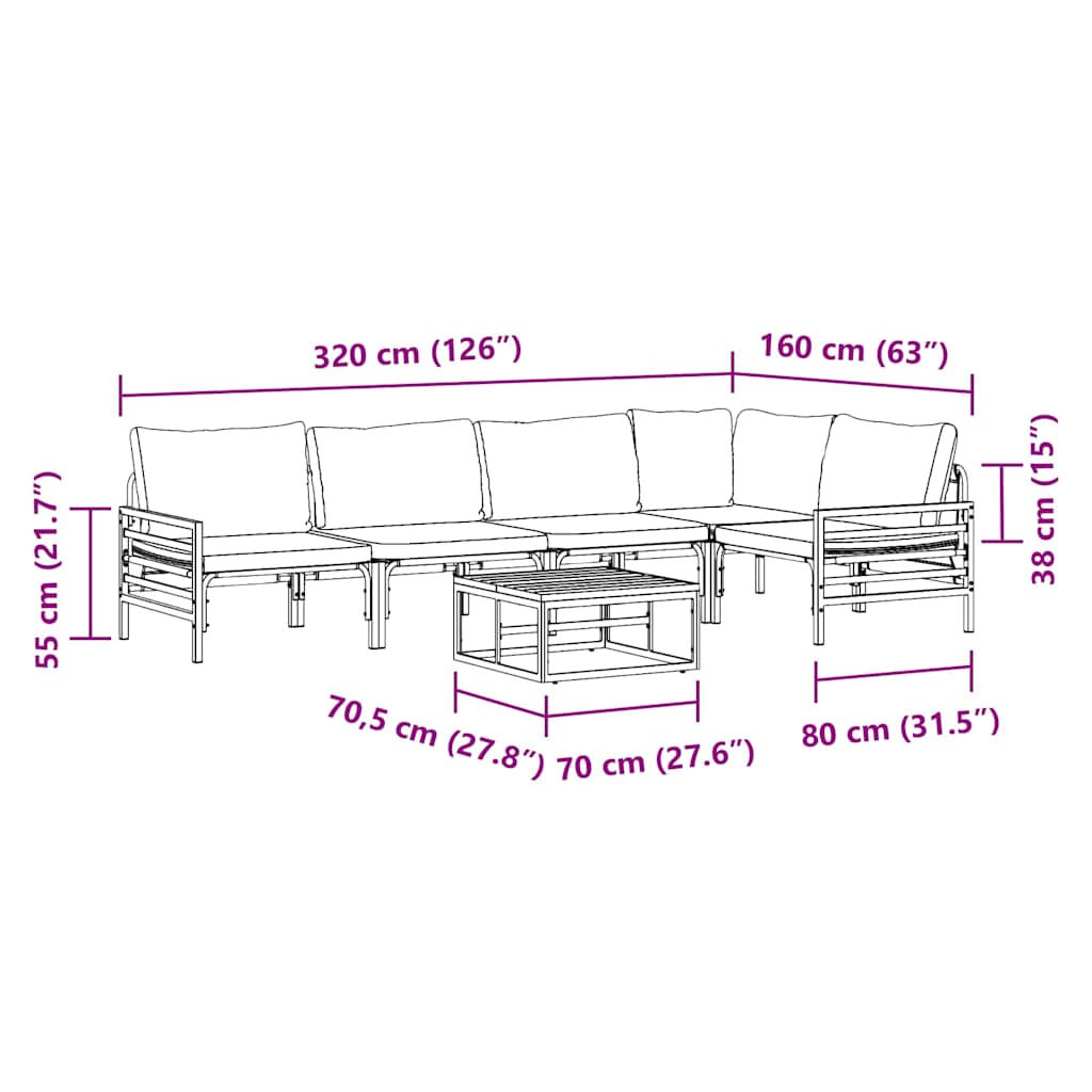 Conjunto de Sofá de Jardim Cinzento-escuro Aço
