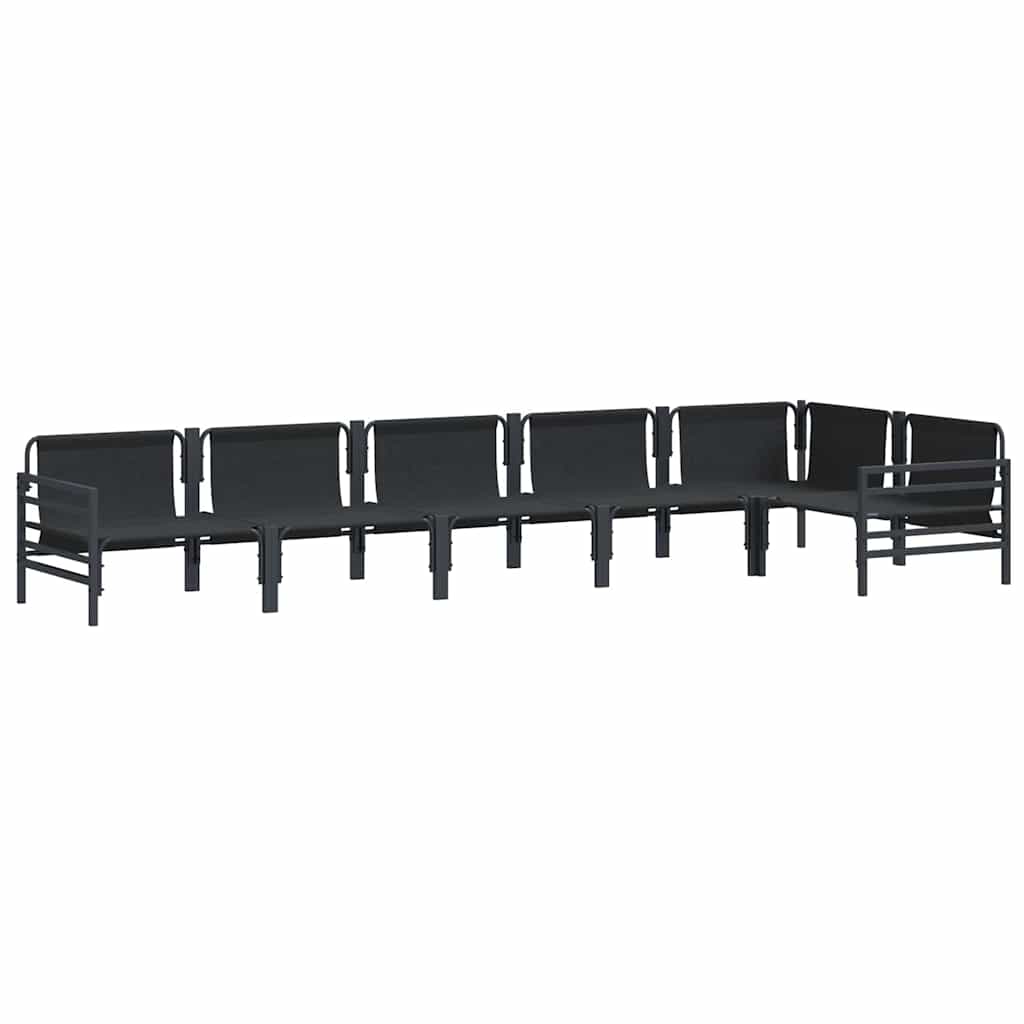 Conjunto de Sofá de Jardim Cinzento-escuro Aço