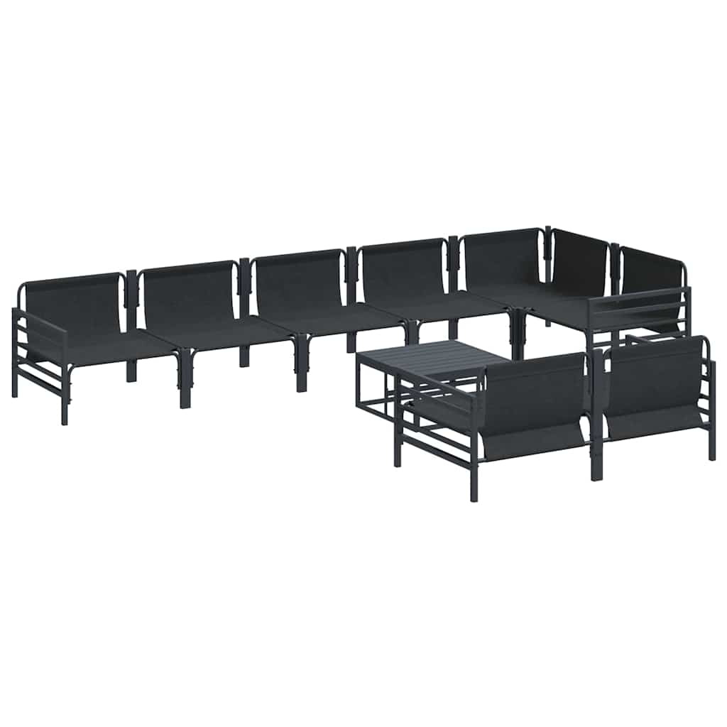 Conjunto de Sofá de Jardim Cinzento-escuro Aço