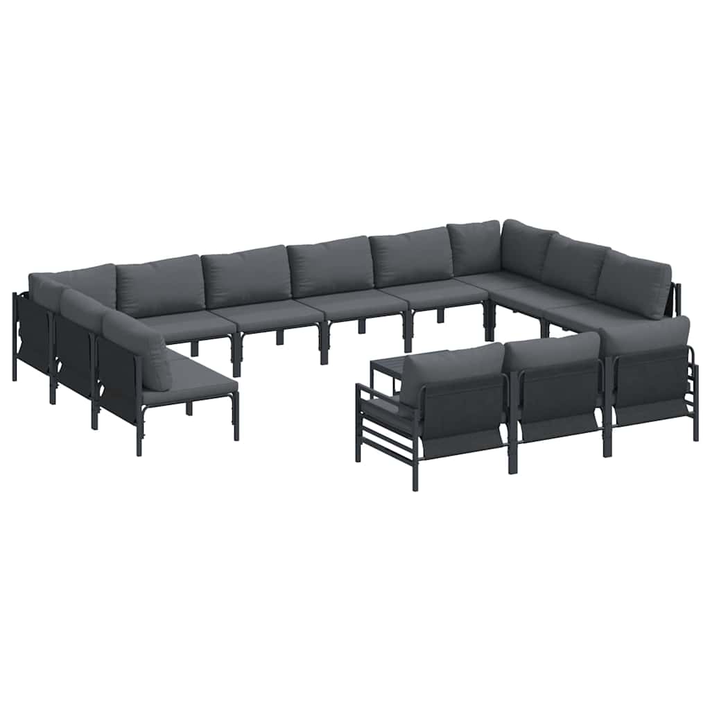 Conjunto de Sofá de Jardim 14 pcs Antracite Aço
