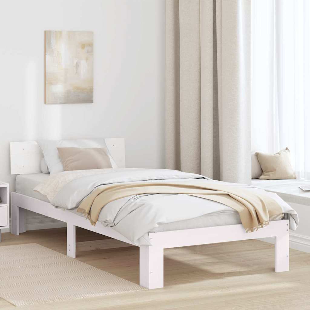 Estrutura da Cama Branco 75 x 190 cm Madeira de Pinheiro Sólida
