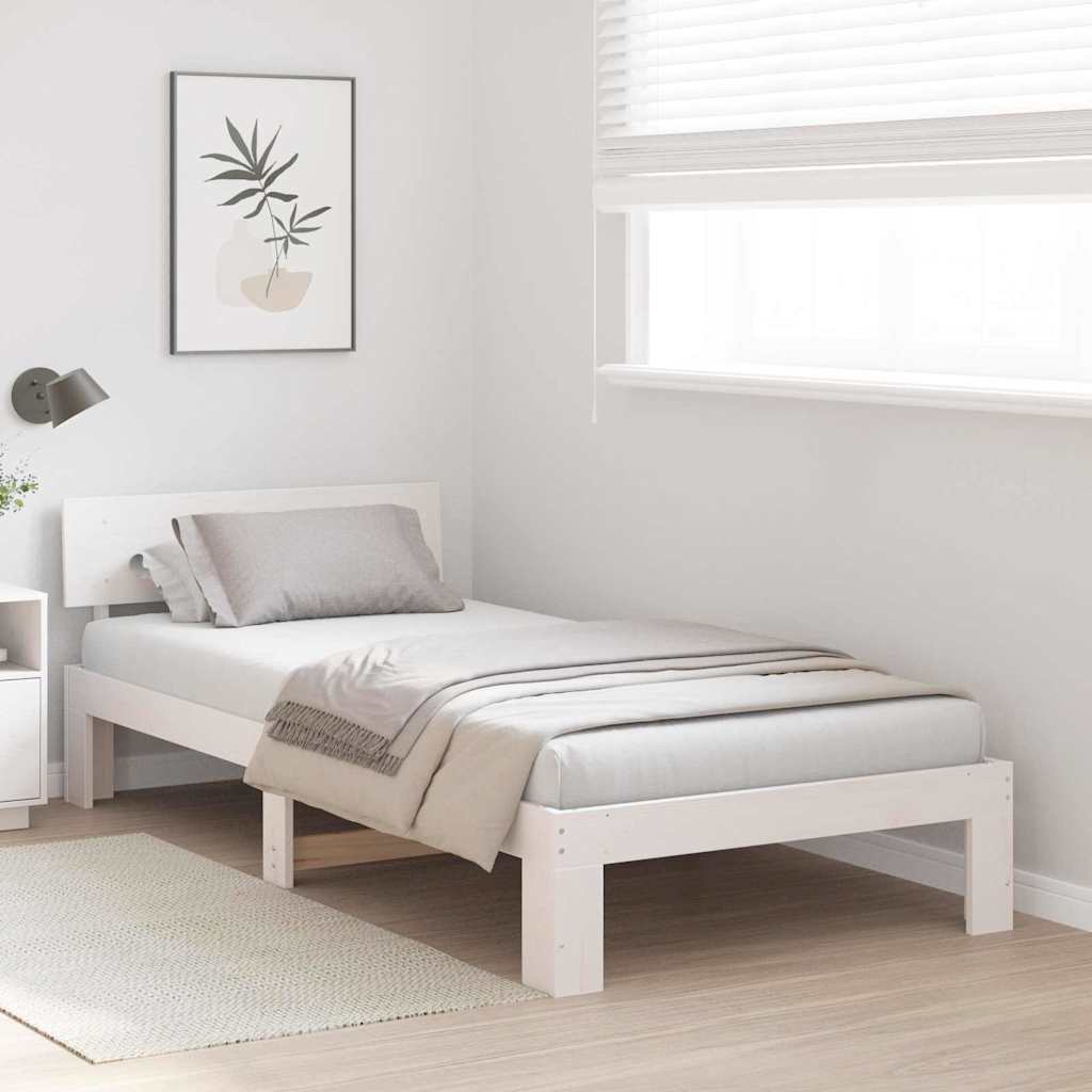 Estrutura da Cama Branco 75 x 190 cm Madeira de Pinheiro Sólida