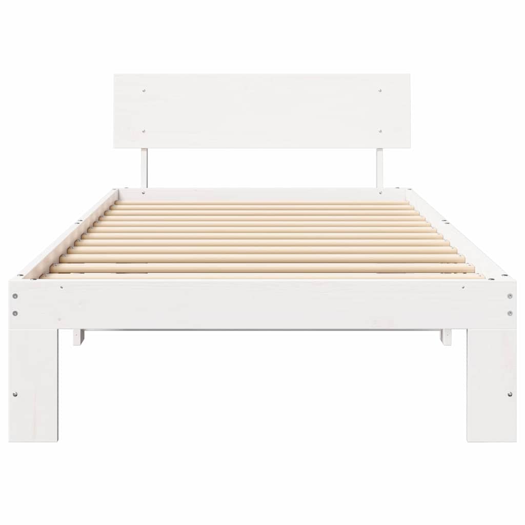 Estrutura da Cama Branco 75 x 190 cm Madeira de Pinheiro Sólida