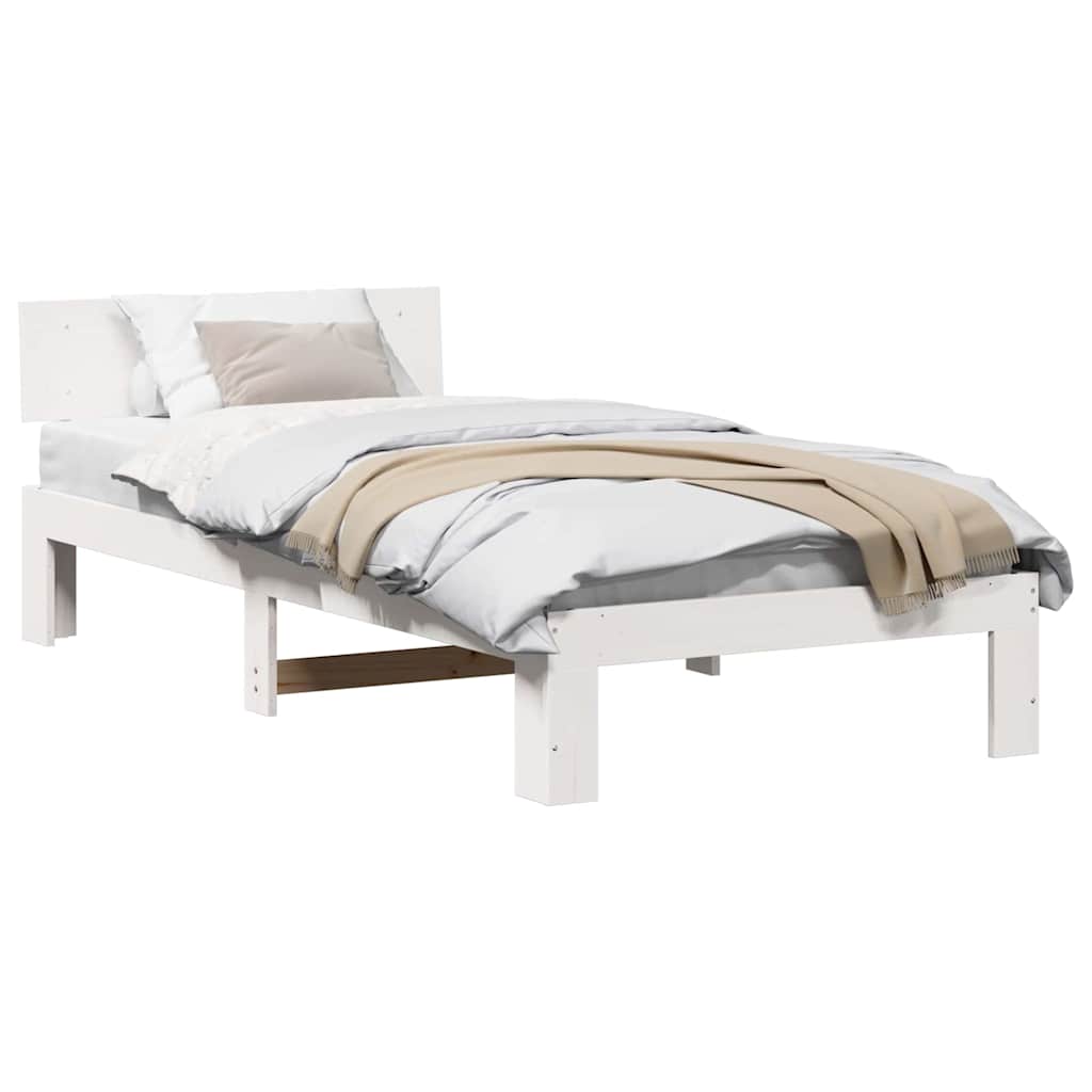 Estrutura da Cama Branco 75 x 190 cm Madeira de Pinheiro Sólida