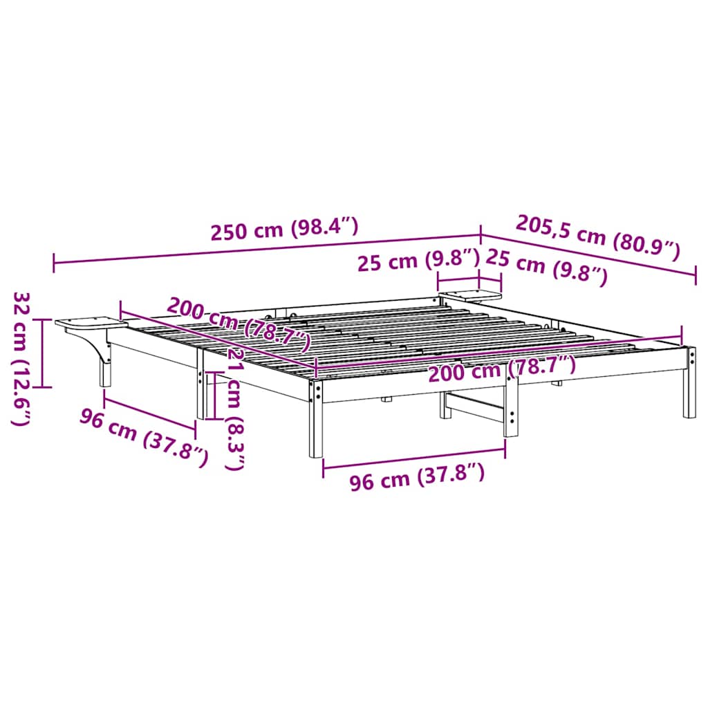 Estrutura de cama com mesas de cabeceira Castanho 200 x 200 cm