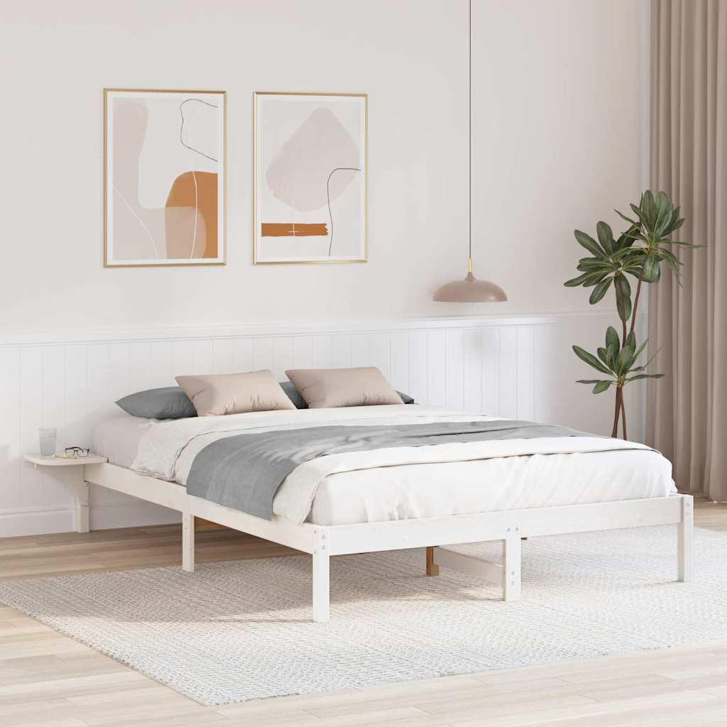 Estrutura de cama com mesas de cabeceira Branco 150 x 200 cm