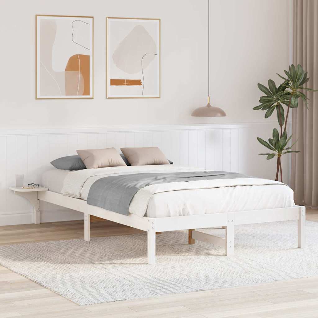 Estrutura de cama com mesas de cabeceira Branco 140 x 190 cm
