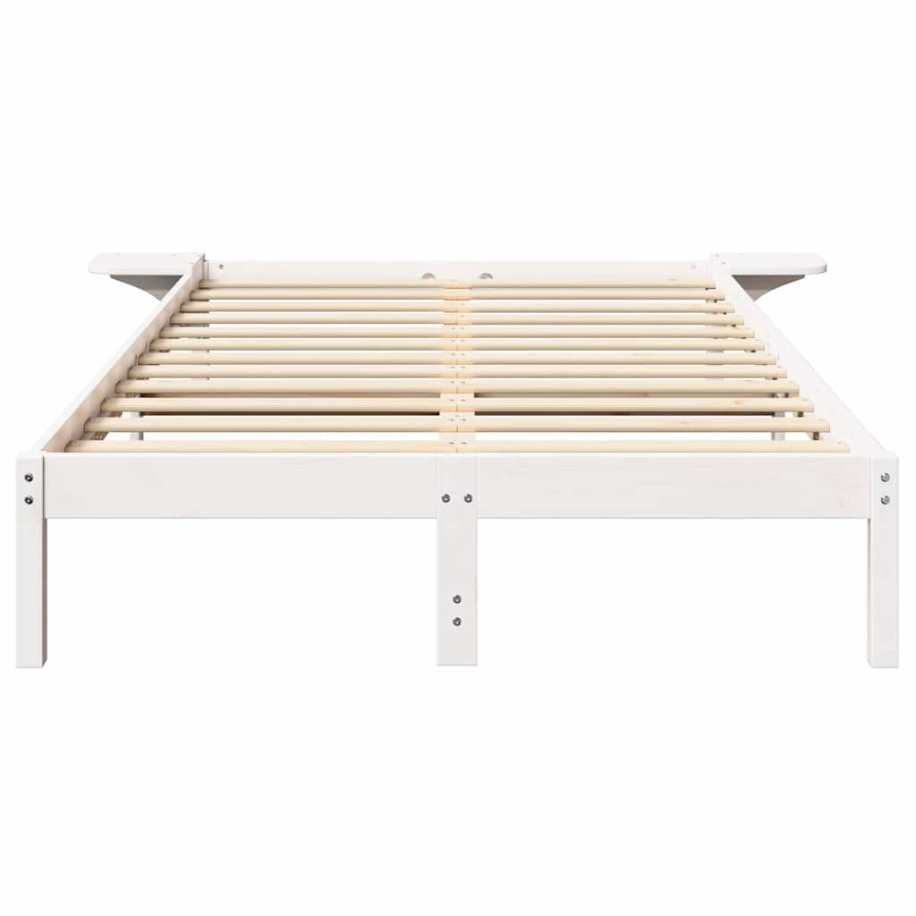 Estrutura de cama com mesas de cabeceira Branco 135 x 190 cm