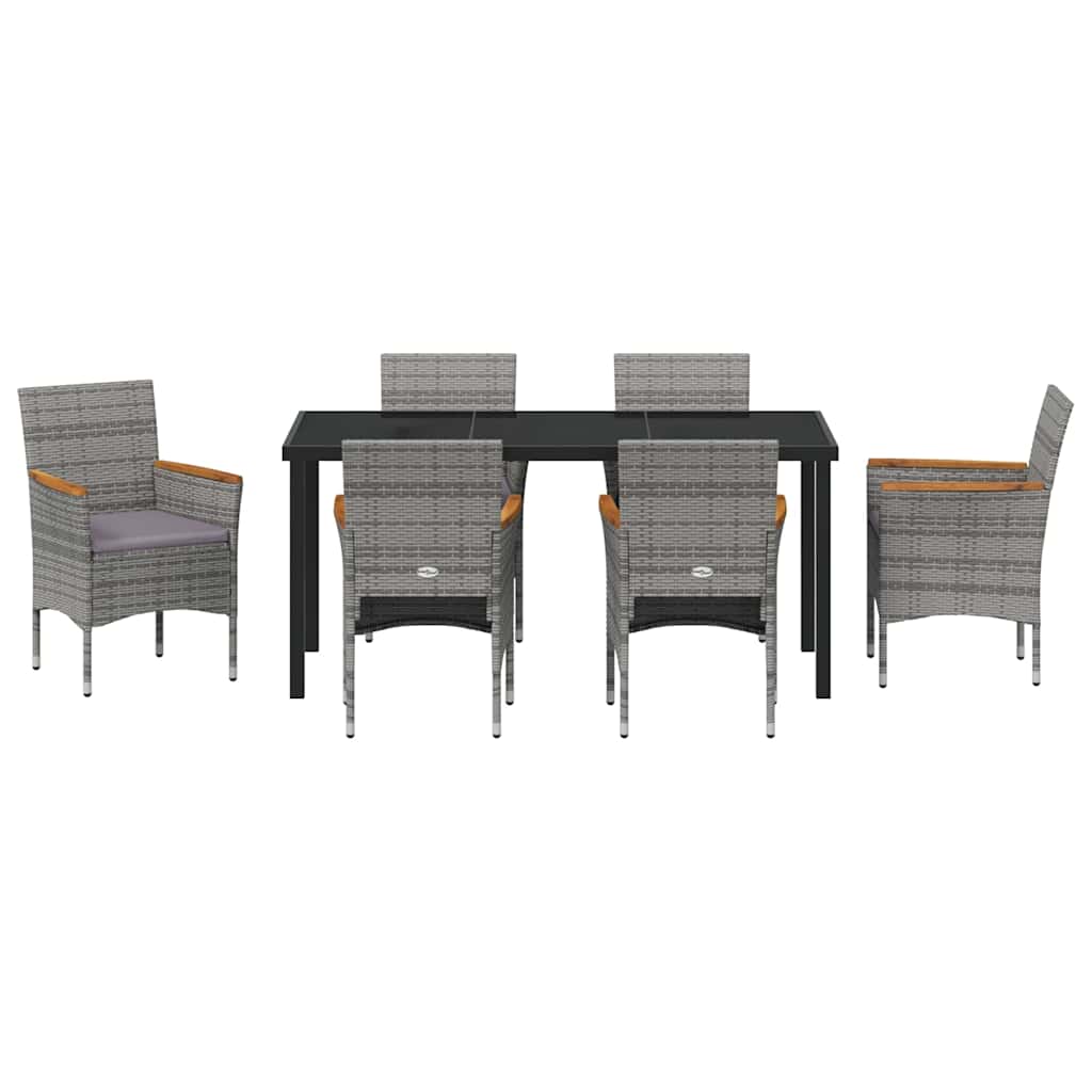 Conjunto de Jantar para Jardim 7 pcs Cinzeto Rattan Sintético