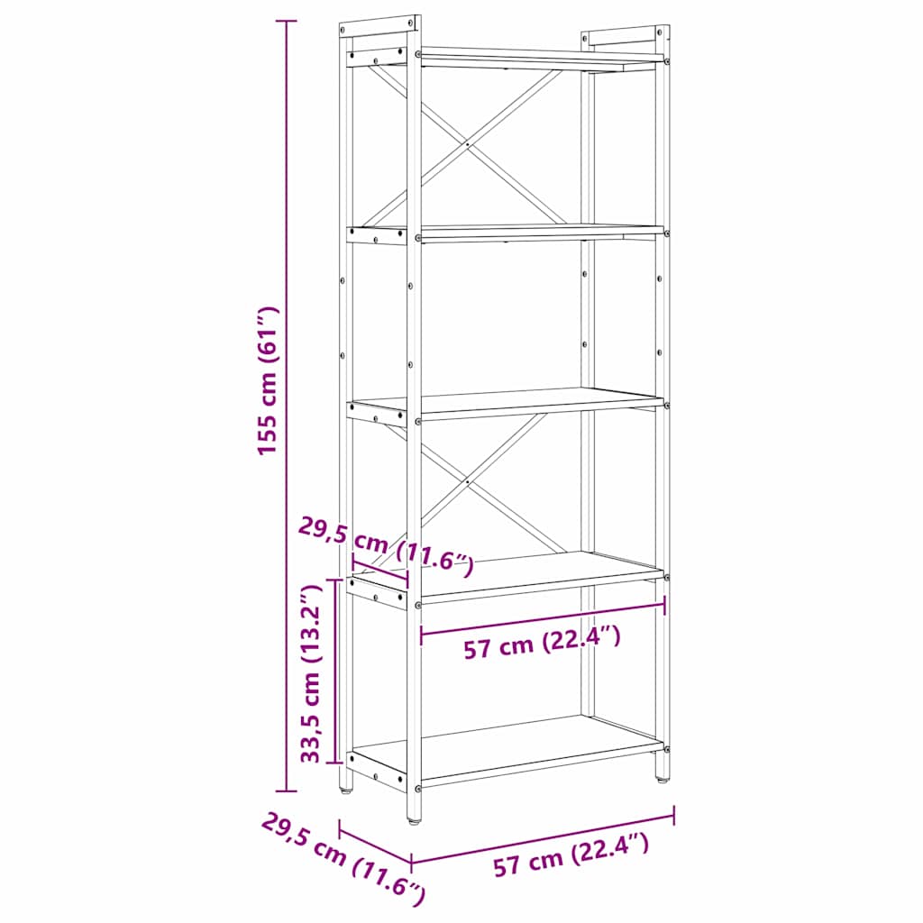 Estante Carvalho sonoma 60 x 30 x 153 cm Madeira processada