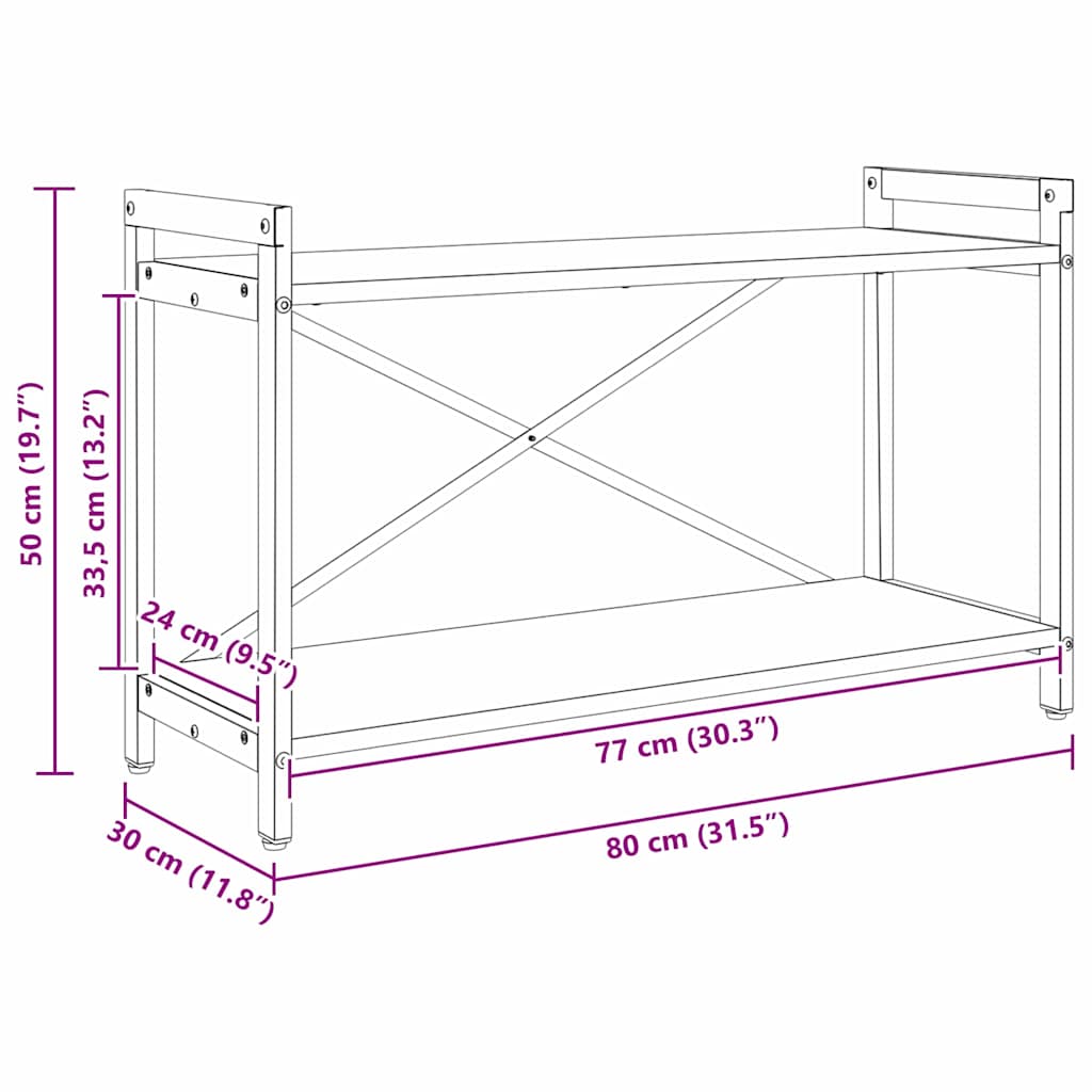 Estante Carvalho fumado 80 x 30 x 48.5 cm Madeira processada