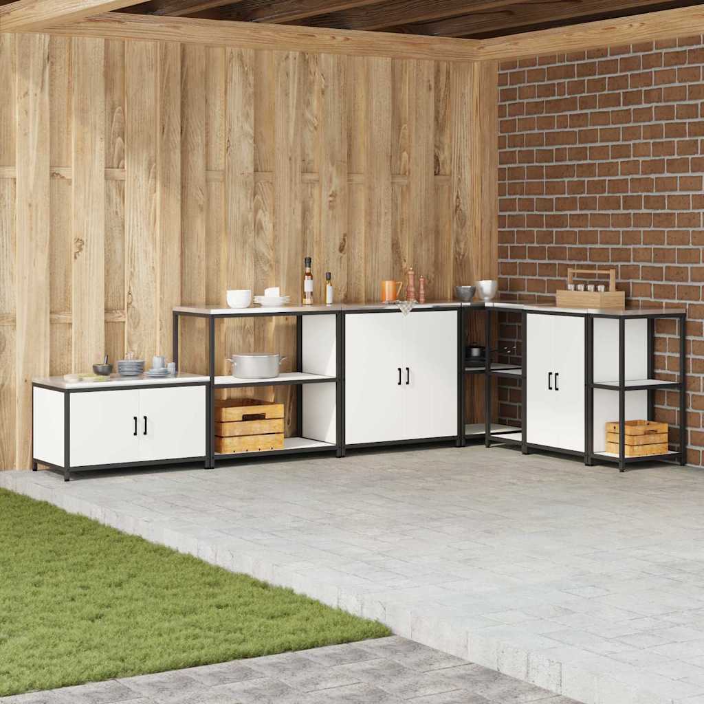 Prateleira de Armazenamento de Cozinha Branco Aço