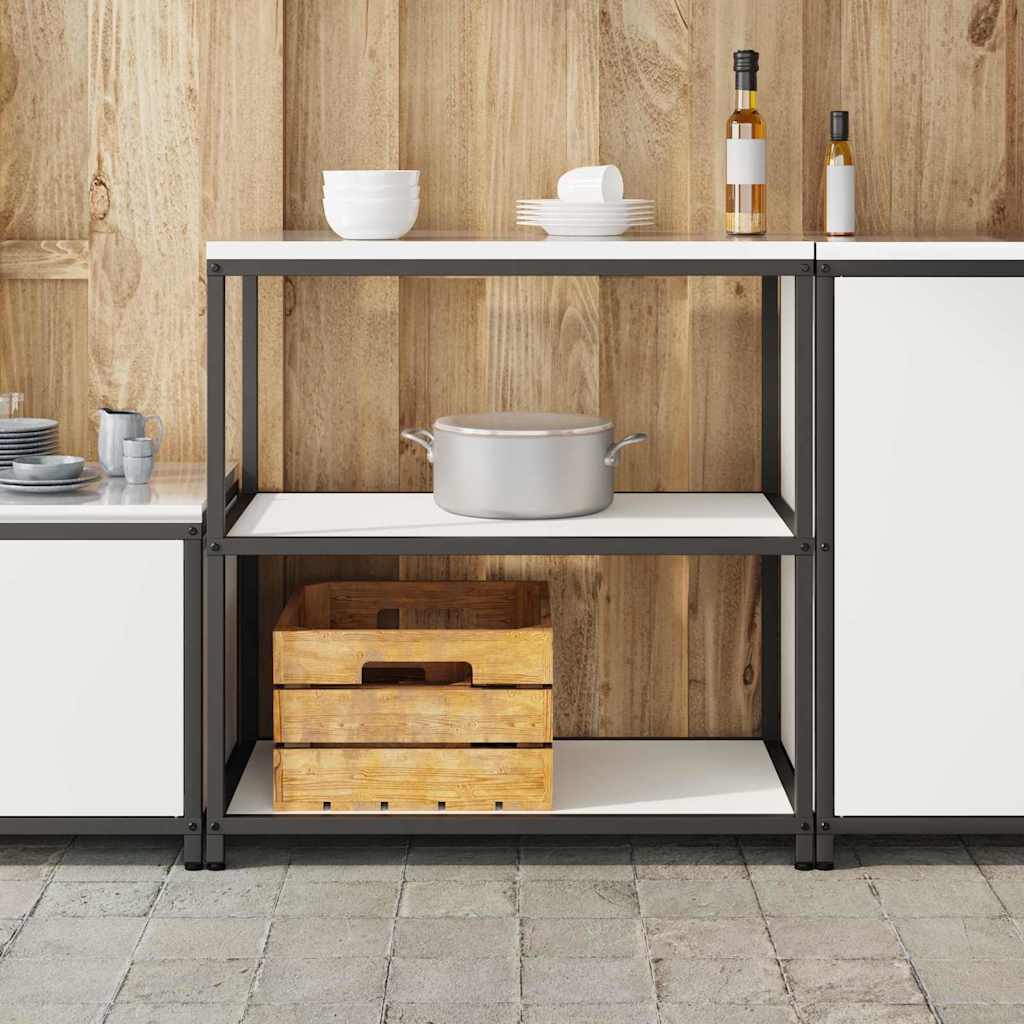 Prateleira de Armazenamento de Cozinha Branco Aço