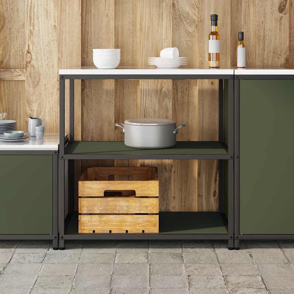 Prateleira de Armazenamento de Cozinha Verde Azeitona Aço