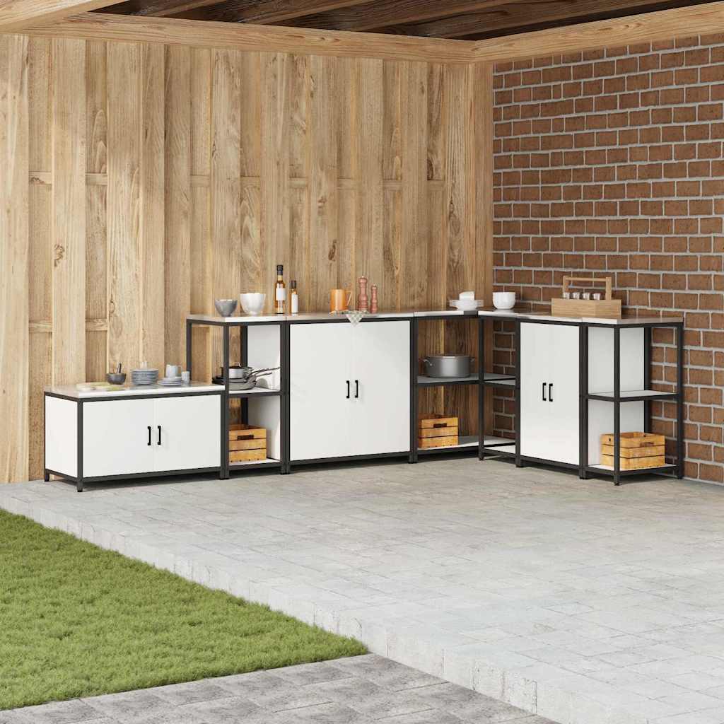 Prateleira de Armazenamento de Cozinha Branco Aço