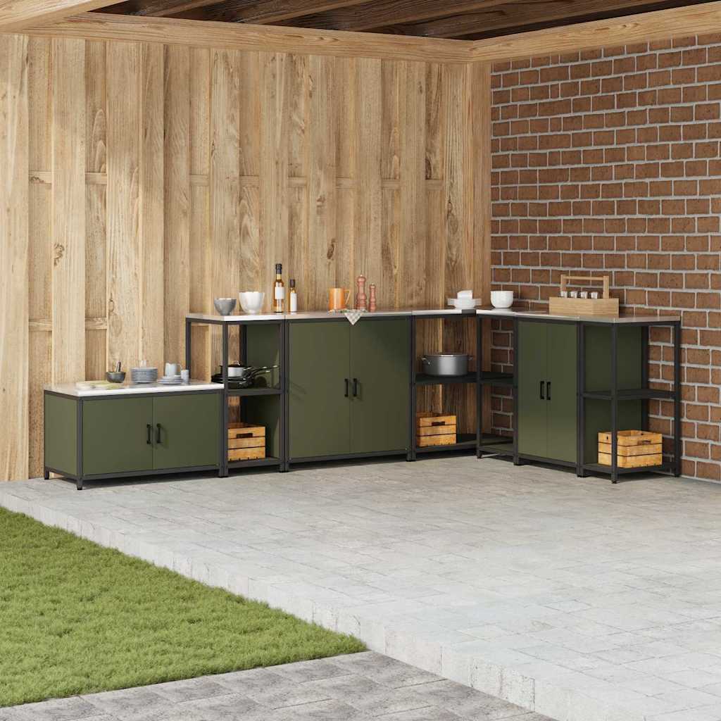 Prateleira de Armazenamento de Cozinha Verde Azeitona Aço