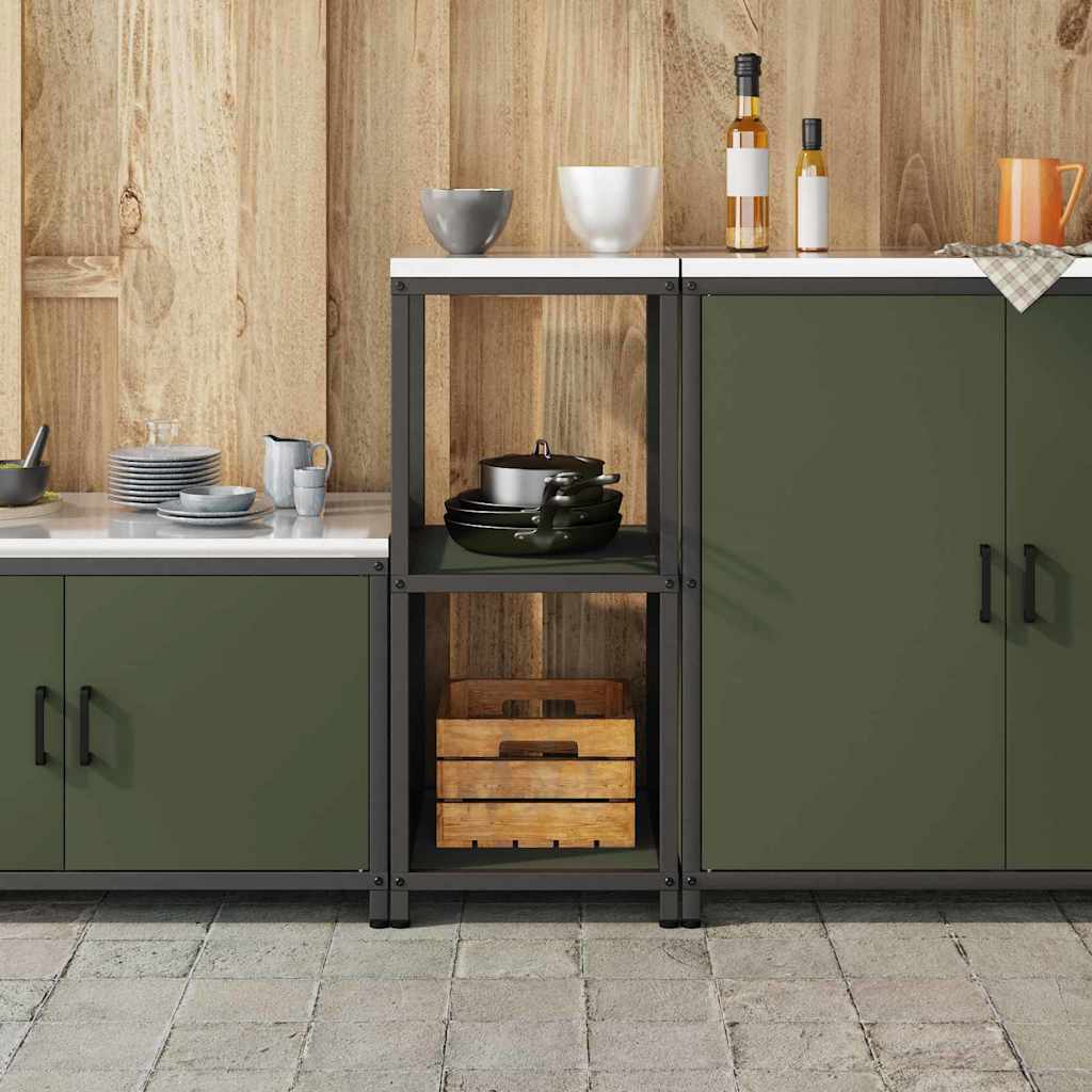 Prateleira de Armazenamento de Cozinha Verde Azeitona Aço