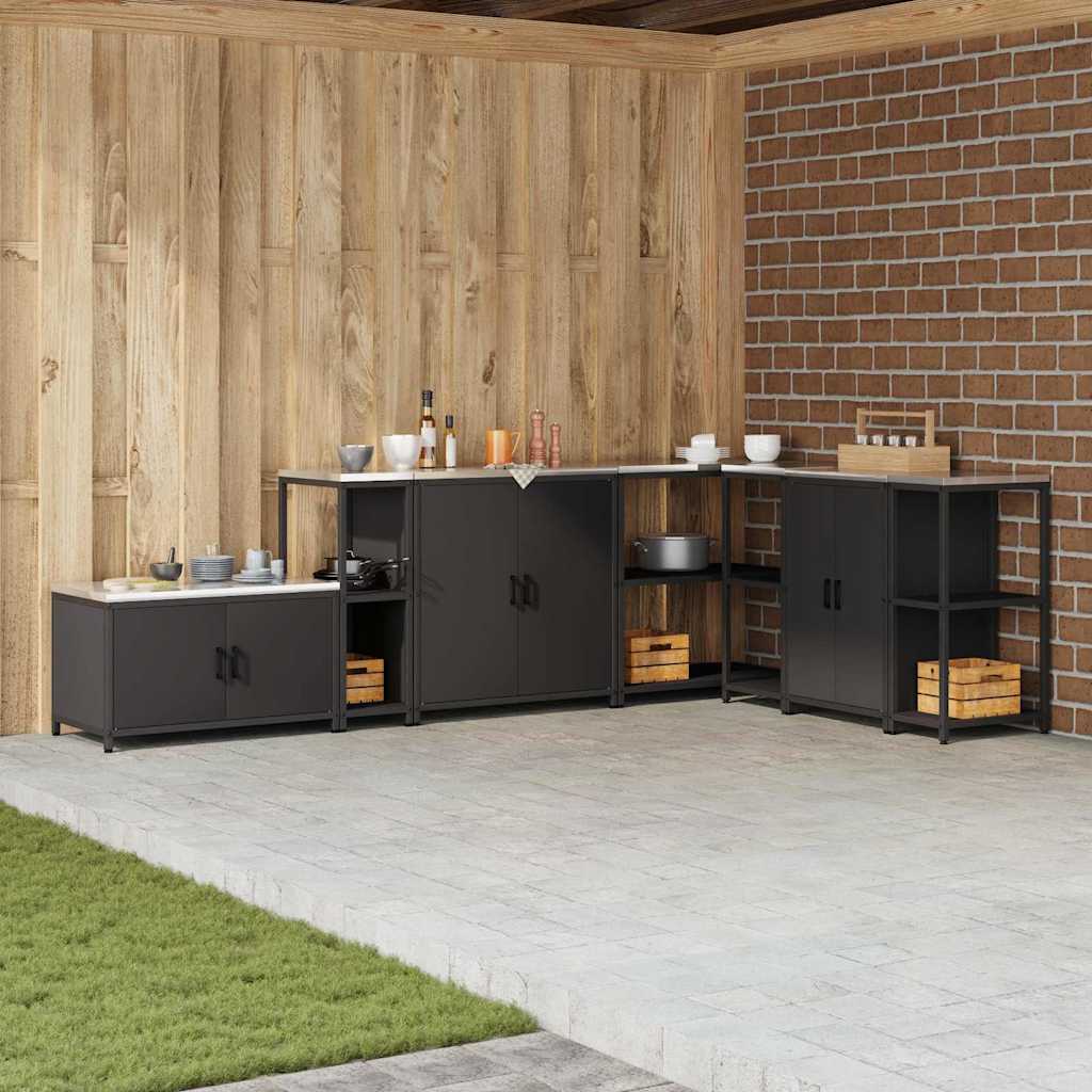 Prateleira de Armazenamento de Cozinha com prateleira Preto Aço