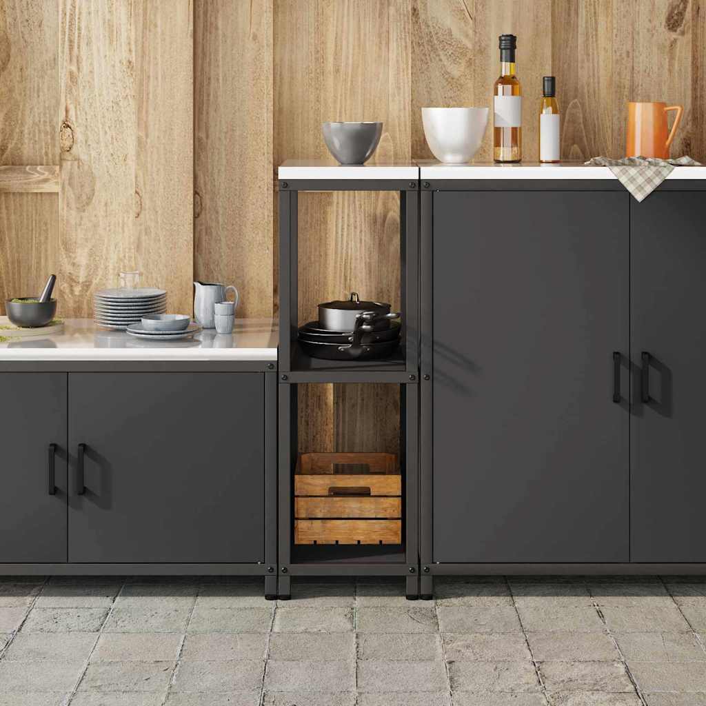 Prateleira de Armazenamento de Cozinha com prateleira Preto Aço