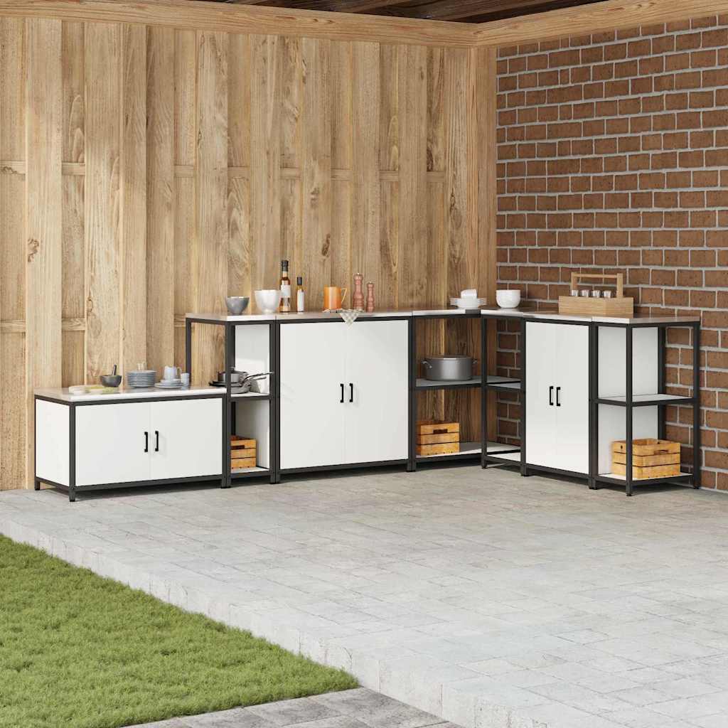 Prateleira de Armazenamento de Cozinha Branco Aço