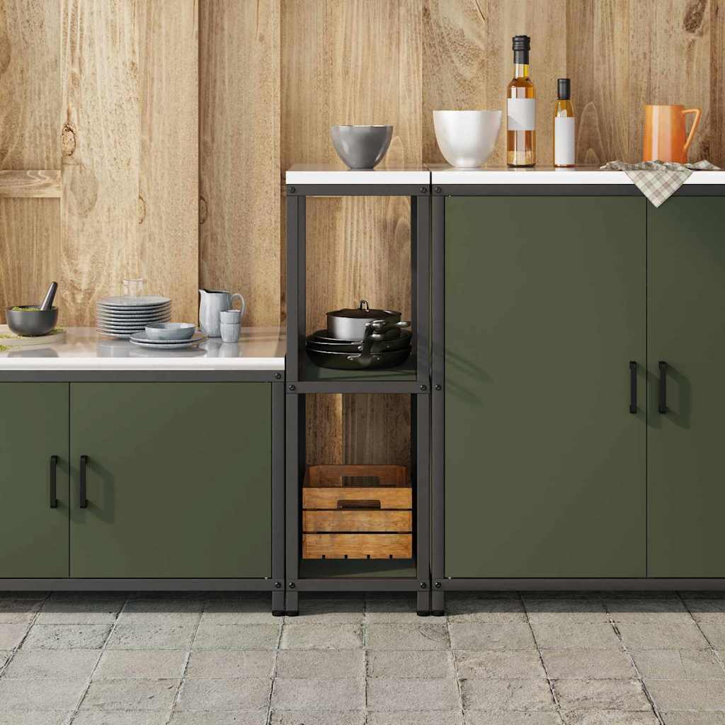 Prateleira de Armazenamento de Cozinha Verde Azeitona Aço