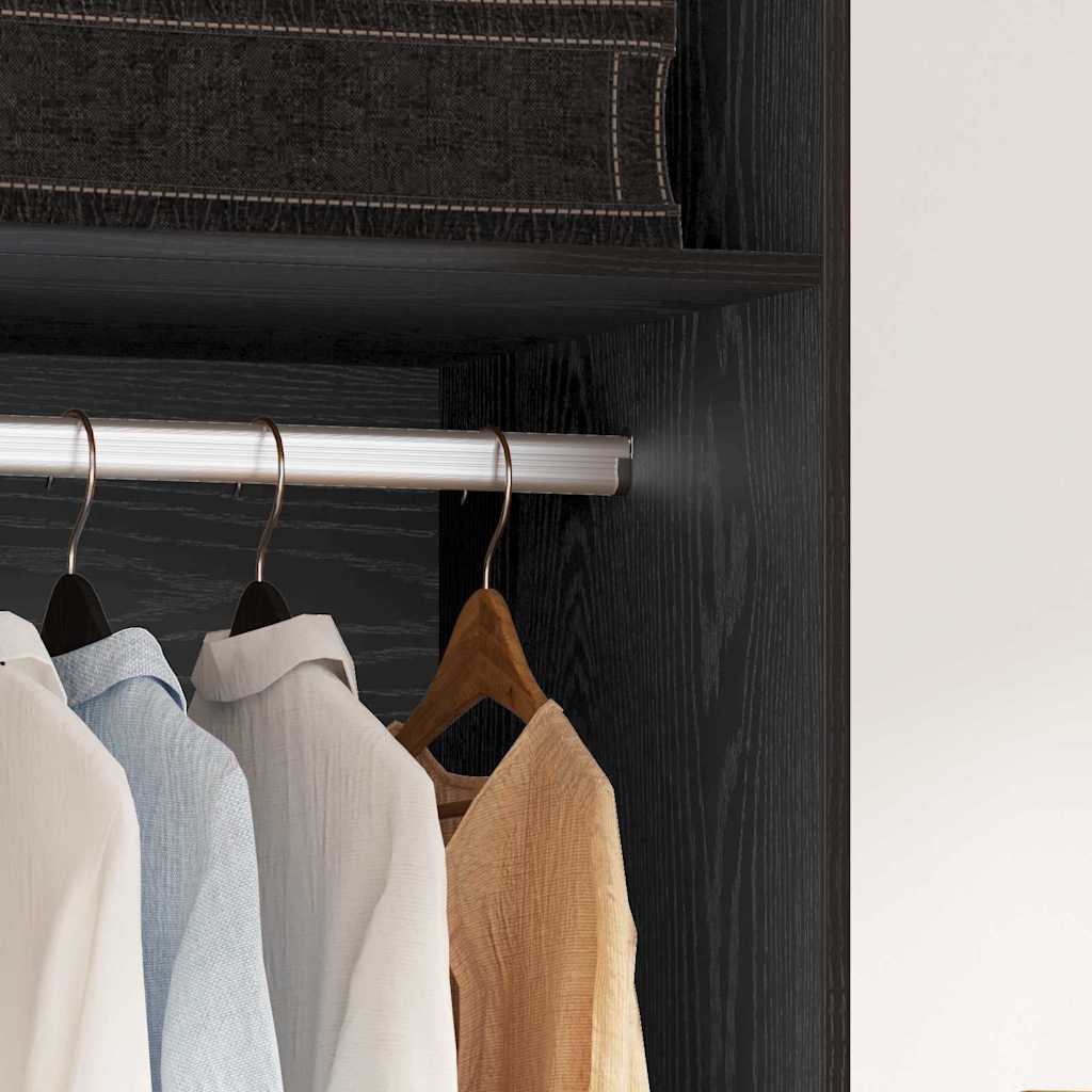 Guarda-roupa com prateleira Carvalho preto Madeira processada