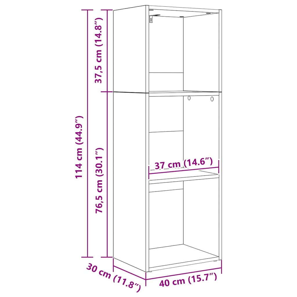 Estante Carvalho preto 40 x 30 x 152 cm Madeira processada