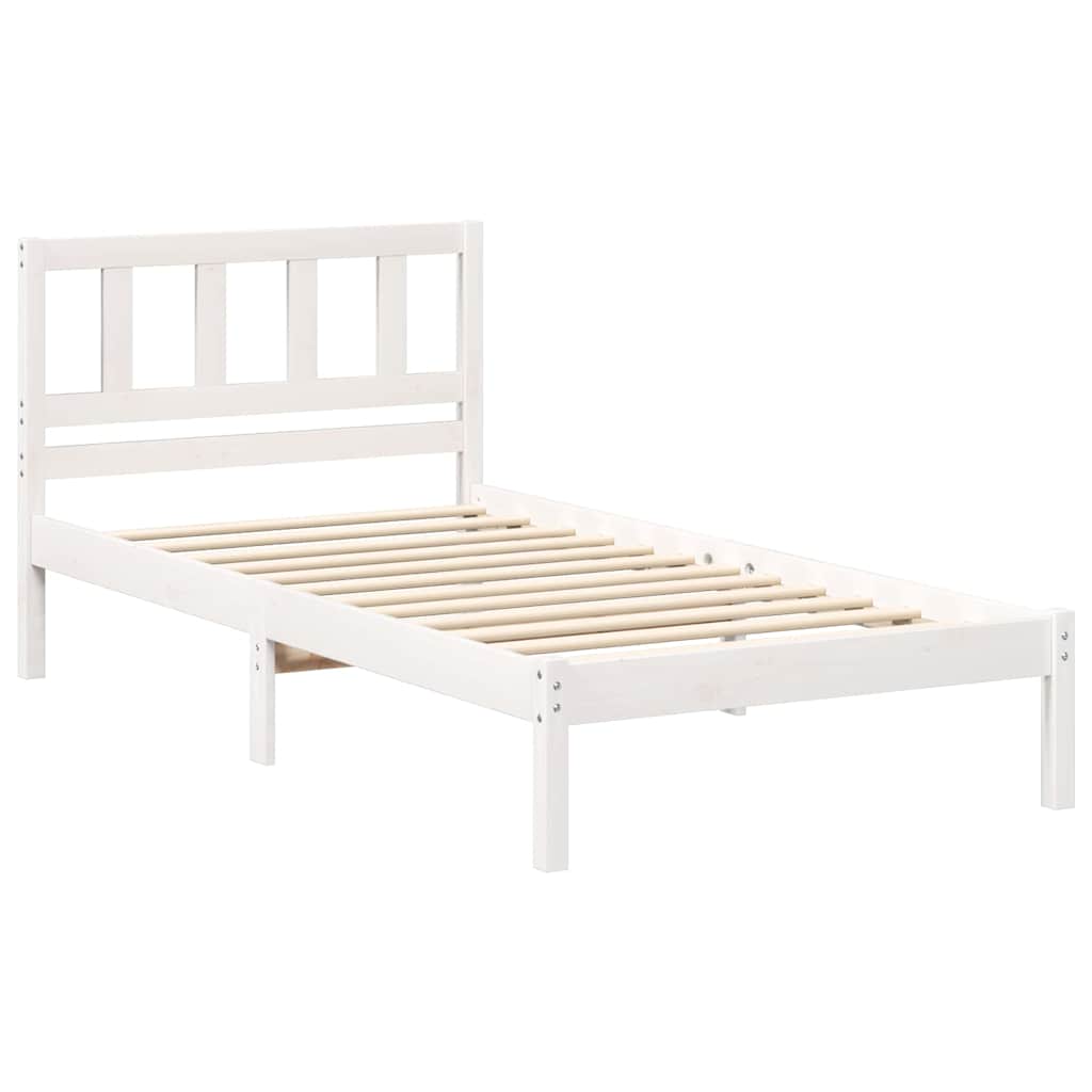 Estrutura da Cama Branco 90 x 200 cm Madeira de Pinheiro Sólida
