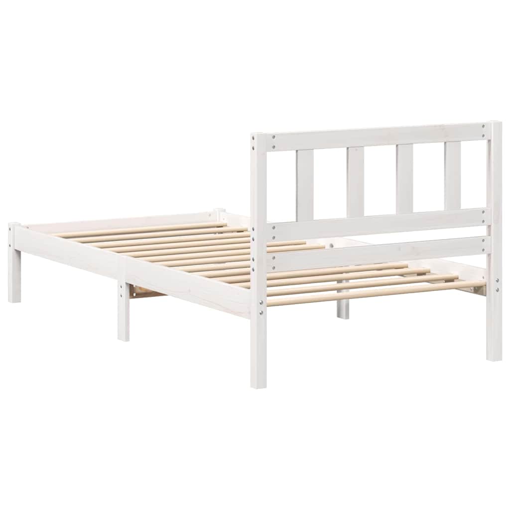 Estrutura da Cama Branco 90 x 200 cm Madeira de Pinheiro Sólida