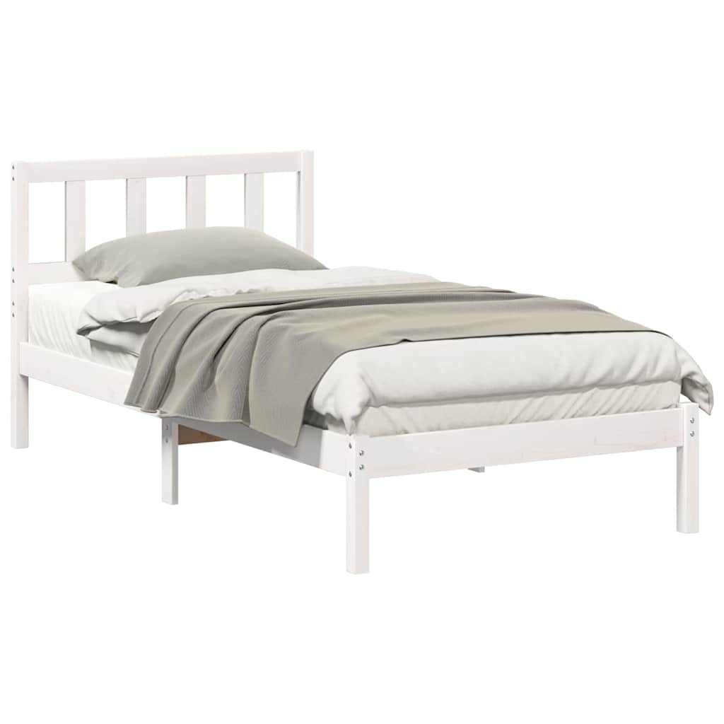 Estrutura da Cama Branco 90 x 200 cm Madeira de Pinheiro Sólida