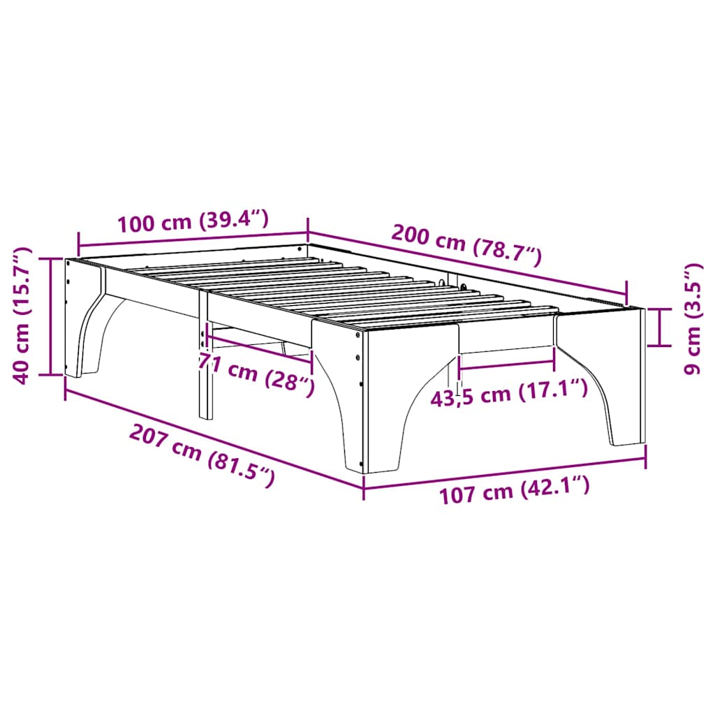 Estrutura da Cama Castanho 100 x 200 cm