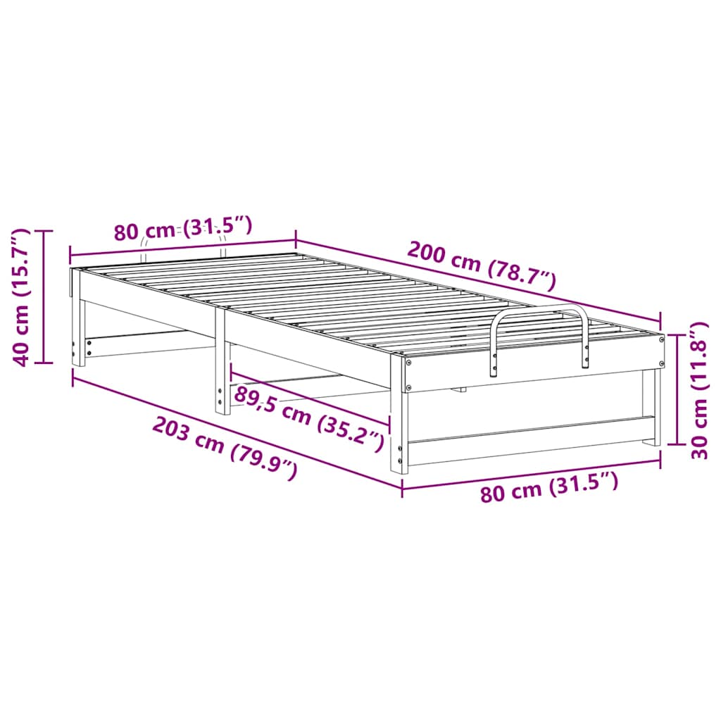 Estrutura da Cama Castanho 80 x 200 cm
