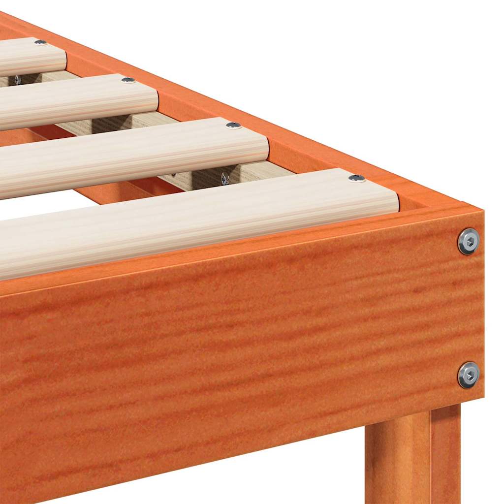 Estrutura de Cama com Alças Castanho Madeira de pinho maciça