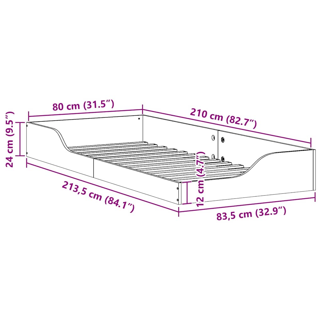 Estrutura da Cama Marrom Cera 80 x 210 cm