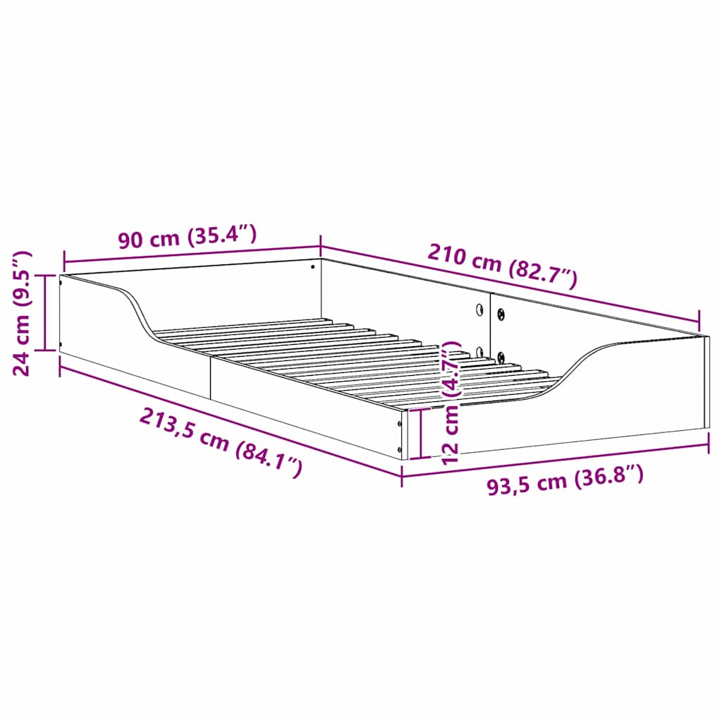 Estrutura da Cama Marrom Cera 90 x 210 cm