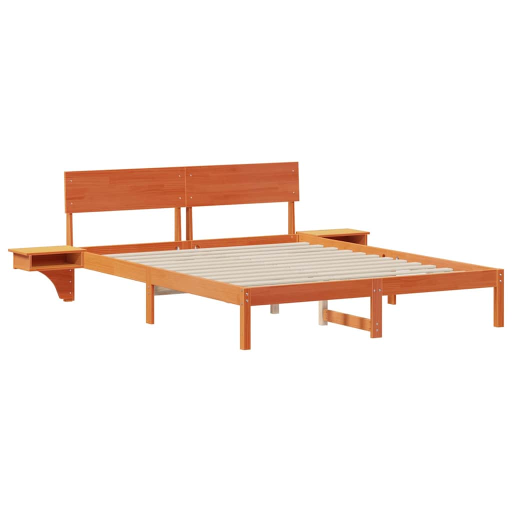 Estrutura de cama com mesas de cabeceira Castanho-mel