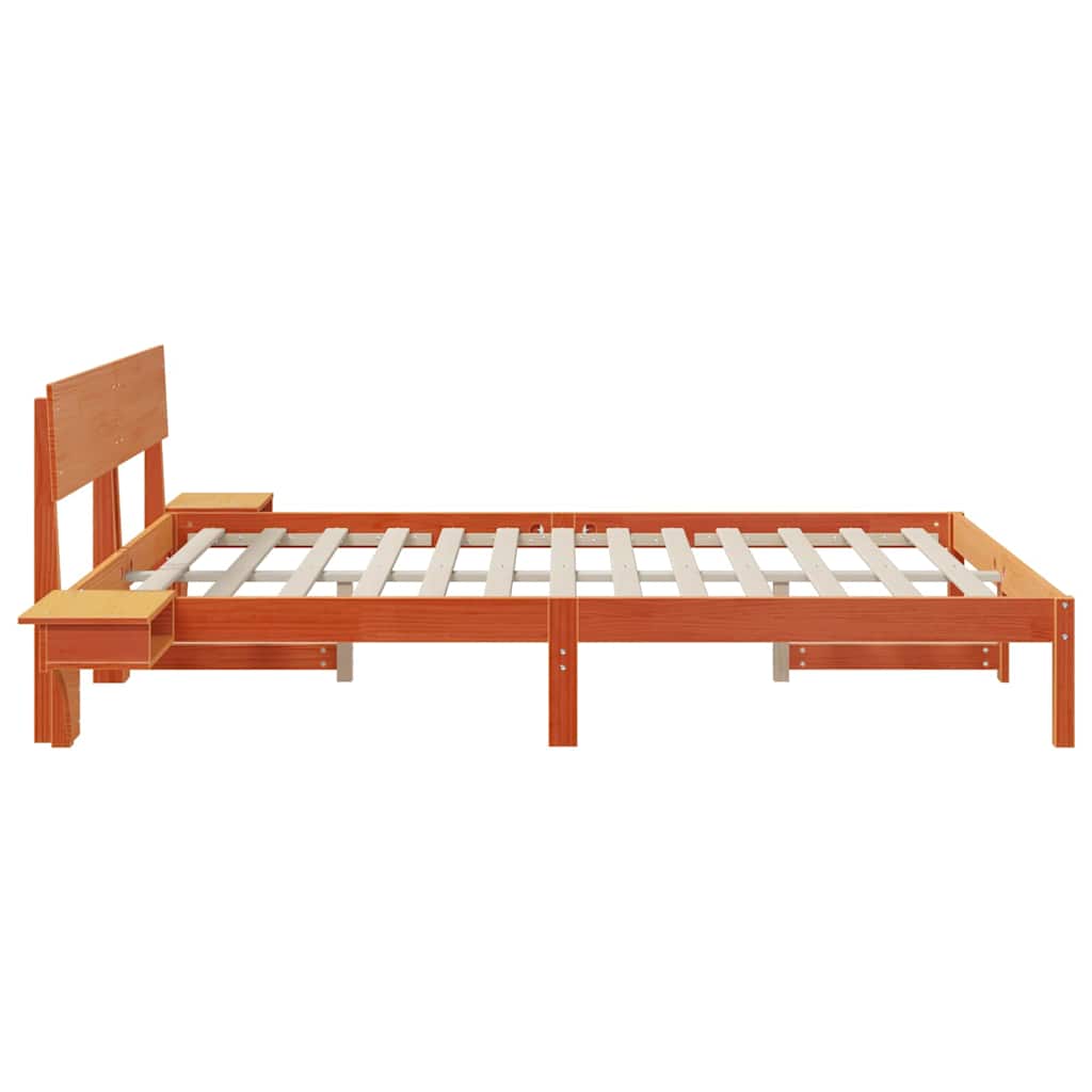 Estrutura de cama com mesas de cabeceira Castanho-mel