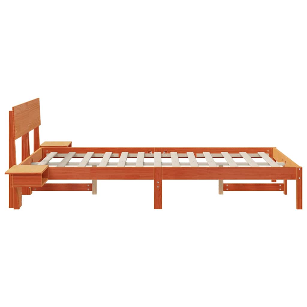 Estrutura de cama com mesas de cabeceira Castanho-mel