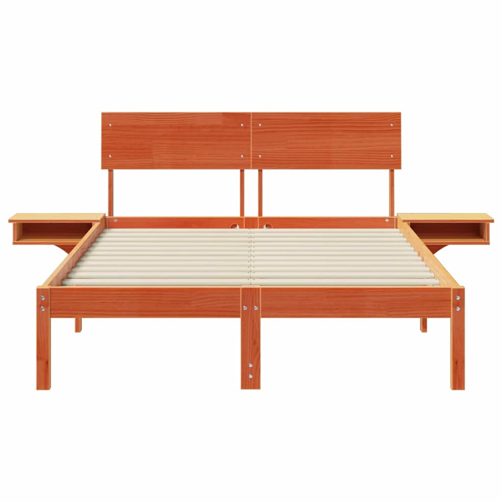 Estrutura de cama com mesas de cabeceira Castanho-mel