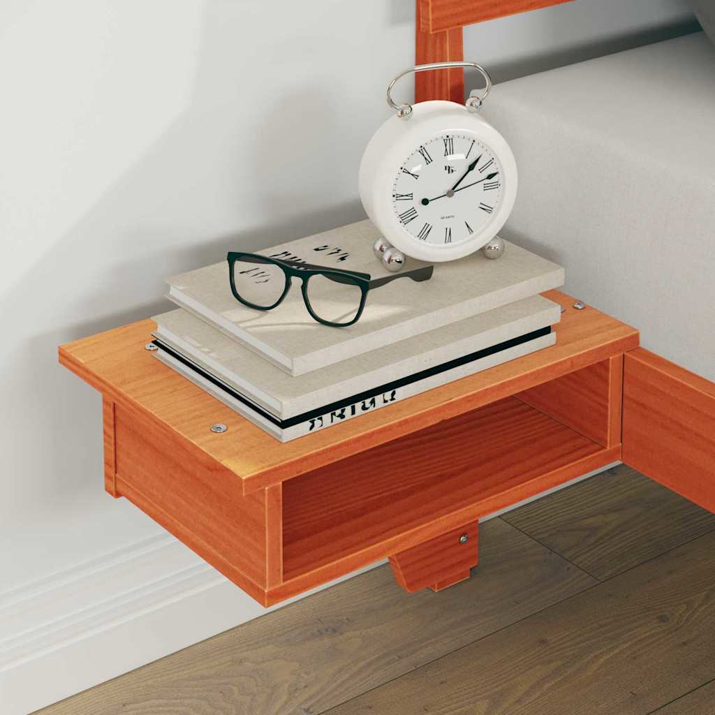 Estrutura de cama com mesas de cabeceira Castanho-mel